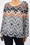 Alfani Women's Black Geometric Print Sheer Blouse Top X-Large XL