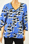 Alfani Women's Envelop Sleeve Blue Printed Blouse Top Petite 8