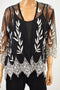 Alfani Women Black Embroidered Open-Front Sheer Cardigan Petite M