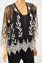 Alfani Women Black Embroidered Open-Front Sheer Cardigan Petite M
