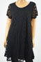 Charter Club Women Short Sleeve Black Lace A-line Dress Large L