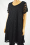 Charter Club Women Short Sleeve Black Lace A-line Dress Large L