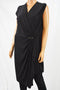 Charter Club Women's Cap Sleeve Black Ruched Faux-Wrap Sheath Dress XL