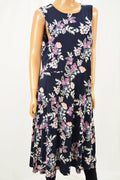 Charter Club Women's  Sleeveless Blue Floral Print Midi Dress X-large XL