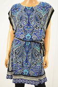 INC International Concepts Blue Paisley Print Blouson Dress Petite PL