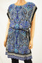 INC International Concepts Blue Paisley Print Blouson Dress Petite PL