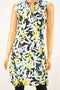 Charter Club Women's Stretch Blue Leaf-Print Sheath Dress Petite PM