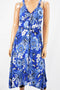 INC Concepts Blue Floral Print Handkerchief Hem Midi Dress Petite L  PL