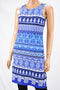 Charter Club Women's Sleeveless Blue Printed Sheath Dress Petite S PS