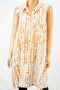 Alfani Women's Sleeveless Orange Circle-Print Button Down Shirt Dress 16