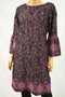 Charter Club Women's Purple Printed Ruffled-Sleeve Shift Dress Small S