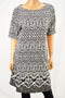 Karen Scott Women's Elbow Sleeve Black Printed Sheath Dress Large L
