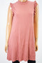 One Clothing Women Mock Nk Pink Ruffled Trim Sweater Dress X-Large XL