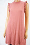 One Clothing Women Mock Nk Pink Ruffled Trim Sweater Dress X-Large XL