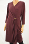 Charter Club Women's 3/4 Sleeve Red Ruched Faux-Wrap Sheath Dress XL