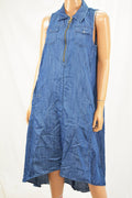 INC Concepts Women's Blue High-Low Denim A-Line Trapeze Dress 12