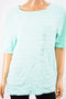 Charter Club Women Boat Nk Cotton Blue Textured Blouse Top X-Large XL