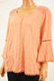 Style&Co Women Cotton Pink Lantern-Slve Lace Trim Blouse Top X-Large XL