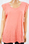Style&Co Women Chiffon Cap-Sleeve Orange Blouse Top X-Large XL