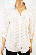Style&Co Women's Cotton White Printed Button Down  Shirt Medium M