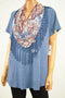 Style&Co Women Blue Detachable Scarf T-Shirt Blouse Top X-large XL