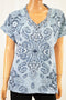 Style&Co Women Cuffed Slv Blue Printed Sweatshirt Blouse Top X-Large XL