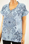 Style&Co Women Cuffed Slv Blue Printed Sweatshirt Blouse Top X-Large XL