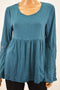 Style&Co Women's Teal Blue Lace-Trim Babydoll Blouse Top Large L
