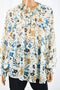 Style&Co Women's Beige Floral Sante Fe Smocked Blouse Top  Large L