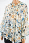 Style&Co Women's Beige Floral Sante Fe Smocked Blouse Top  Large L