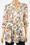 Style & Co Women's Beige Pleated Back-Tie Button-Down Blouse Top M