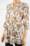 Style & Co Women's Beige Pleated Back-Tie Button-Down Blouse Top M