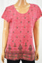 Style&Co Women's Cotton Pink Printed T-Shirt Blouse Top X-Large XL