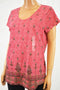 Style&Co Women's Cotton Pink Printed T-Shirt Blouse Top Large L