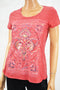 Style&Co Women Short Slv Red Foiled Graphic T-Shirt Blouse Top XS