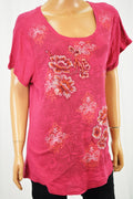 Style&Co Women Pink Floral Embroidered Printed Blouse Top X-Large XL