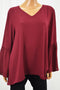 Style&Co Women Bell Sleeve Metallic Red Hi-Low Blouse Top X-Large XL