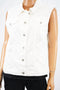 Style&Co Women's Sleeveless White Pocketed Denim Vest Jacket XL
