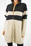 Style&Co Women Cotton Beige Dotted Hooded Colorblocked Cardigan XL