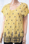 Style&Co Women Short Slv Cotton Yellow Printed Blouse Top X-Large XL