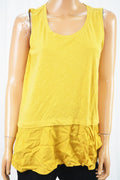 Style&Co Women's Cotton Yellow Peplum-Hem Blouse Top Medium M