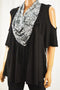 Style&Co Women's Black Detachable Scarf Cold-Shoulder Blouse Top M