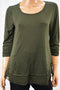 Style&Co Women's Stretch Green Chiffon Hem Blouse Top Small S