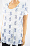 Style&Co Women's Cotton Blue Printed T-Shirt Blouse Top Large  L