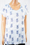 Style&Co Women's Cotton Blue Printed T-Shirt Blouse Top Large  L