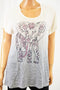 Style&Co Women Blue Elephant Graphic Striped Ombre T-Shirt Blouse Top XL