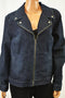 Style&Co Women's Blue Dark Wash Denim Moto Jacket Coat Large L