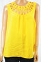 Thalia Sodi Women's Yellow Lattice-Trim Tank Blouse Top Large L