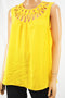 Thalia Sodi Women's Yellow Lattice-Trim Tank Blouse Top Large L