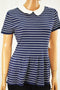 Maison Jules Women's Blue Striped Peplum Sweater Top X-Large XL
